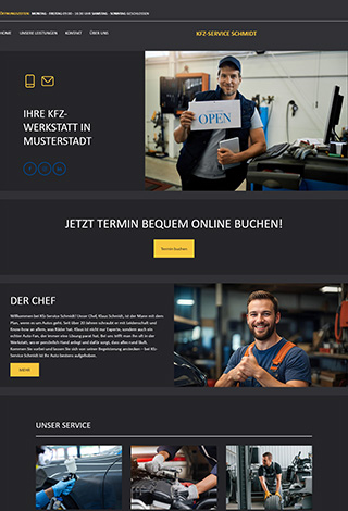 Designansicht der Kostenlosen Website im dunklen Design