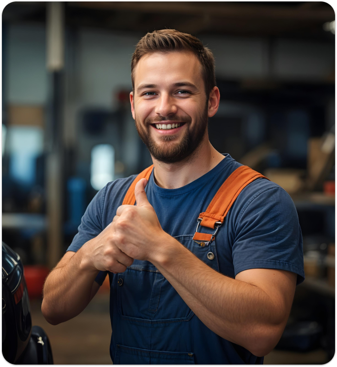Ein Mann stehend in der Werkstatt